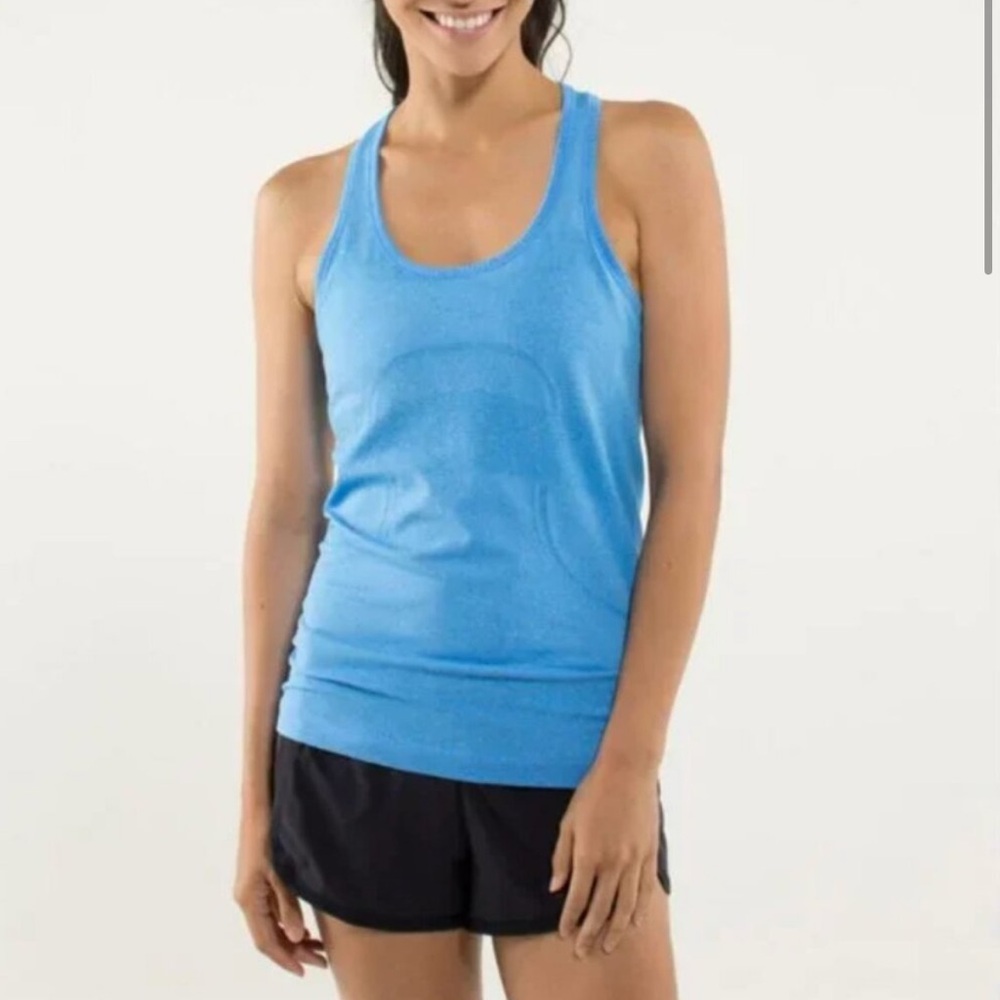 Lululemon Run Swiftly Tech Racerback Heathered Cornflower size 4